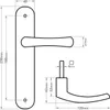 Technical drawing with dimensions of a door handle. Produktbild-Vorschau