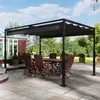An outdoor patio with a pergola, dining table, and chairs. Náhľad obrázku produktu