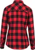 The back view of a red and black checkered flannel shirt. Náhled obrázku produktu