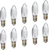 A collection of clear glass light bulbs with silver bases, arranged in two rows on a white background. Produktbild-Vorschau