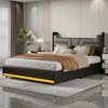 Łóżko podwójne 140x200 cm w czarnej skórzepoliuretan z Podgląd zdjęcia produktu 2