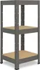 A gray metal shelving unit with three wooden shelves against a white background. Náhled obrázku produktu