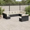 vidaXL 12-tlg. Garten-Sofagarnitur mit Kissen Schwarz Poly Produktbild-Vorschau 2