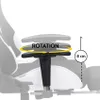 Close-up of a gaming chair armrest showing rotation and height adjustment. Voir les images du produit