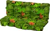 A tufted cushion with a tropical leaf and flower pattern. Podgląd zdjęcia produktu