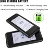 Two black pager devices are shown, with text and a battery icon highlighting product features. Produktbild-Vorschau