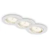 Three white LED recessed spotlights are arranged diagonally on a white background. Produktbild-Vorschau