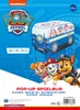 A marketing image for a Paw Patrol pop-up playbus tent, featuring characters from the show and product details. Náhled obrázku produktu