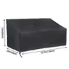 A black outdoor bench cover with dimensions indicated by text and lines. Produktbild-Vorschau
