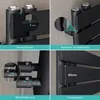 A collage of four close-up images showcasing different features of a black radiator. Produktbild-Vorschau