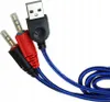 A close-up view of a USB to 3.5mm audio and microphone adapter cable. Produktbild-Vorschau