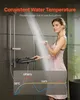A woman is taking a shower, and a graph below shows the temperature consistency of the shower. Anteprima dell’immagine prodotto