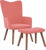 Relaxsessel mit Hocker Rosa Samt Produktbild-Vorschau 1