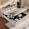 OKWISH Lit tapissier 160x200cm avec coffre,Lit coffre Lit Voir les images du produit 1