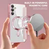Hands holding a pink phone case with a magnetic charger attached. Produktbild-Vorschau