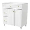 A white bathroom vanity cabinet with two drawers and two doors, set against a white background. Anteprima dell’immagine prodotto