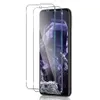 Two clear screen protectors are shown in front of a smartphone with a purple crystal wallpaper. Produktbild-Vorschau