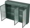 Wandschrank 90x20x70 cm Dunkelgruen 3-tueriger Glas + Produktbild-Vorschau 1