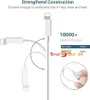 A white charging cable is shown with text highlighting its durability and bend lifespan. Produktbild-Vorschau