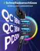 Close-up of a multi-port USB charger with colorful lighting. Produktbild-Vorschau