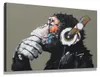 4002 Affe mit Kopfhörer Leinwandbild 3-teilig 80x60 cm Produktbild-Vorschau 1