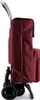 Side view of a burgundy shopping trolley with four wheels. Voir les images du produit