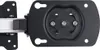 A close-up view of a black metal flat panel ceiling mount bracket, showing its mounting plate and connection to a silver rail. Produktbild-Vorschau
