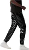 Herren Glänzende Hose Schwarz Metallic Disco Party Stilvoll Produktbild-Vorschau 3