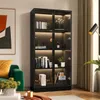 Schwarze Vitrine 80x40x160cm, 2 Glastüren & 3-farbiger Produktbild-Vorschau 1