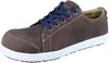 A single brown Birkenstock shoe with blue laces is shown against a white background. Produktbild-Vorschau