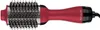 A studio shot of a red and silver hair dryer brush against a white background. Voir les images du produit