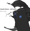 A black phone case is shown with black liquid splashes around it, highlighting its material and features. Podgląd zdjęcia produktu