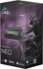 The image shows the packaging of a Cardo Packtalk Neo communication system, featuring a graphic of a person riding a motorcycle. Produktbild-Vorschau