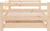 A close-up, side view of a wooden bed frame, showing the slats and construction. Náhľad obrázku produktu