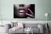 MuchoWow® - Leinwandbilder - Lippen - Rosa - Schwarz, Produktbild-Vorschau 2