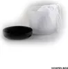 A black lid is placed next to a frosted glass container holding a white drawstring bag. Náhľad obrázku produktu