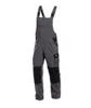 A pair of gray and black work overalls is shown against a white background. Produktbild-Vorschau