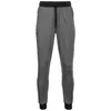 A pair of gray athletic joggers with a black waistband and cuffs, shown from the front against a white background. Produktbild-Vorschau