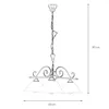 A line drawing of a chandelier with dimensions indicated. Produktbild-Vorschau