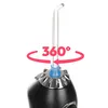 Close-up of the top part of a black and silver dental water flosser, with a clear nozzle and a red circular arrow indicating 360-degree rotation. Náhľad obrázku produktu