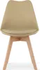 A single chair with a beige seat and natural wood legs, shown from the front. Produktbild-Vorschau