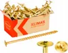 A box of gold-colored screws with one screw laid out in front, and close-ups of screw heads. Anteprima dell’immagine prodotto