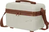 A white and brown beauty case with a shoulder strap and handle, shown from the front-left angle on a white background. Anteprima dell’immagine prodotto