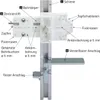 Diagram showing a drilling jig with labeled parts. Produktbild-Vorschau
