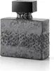 A perfume bottle with a textured gray body and a black cap. Podgląd zdjęcia produktu