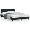 A black fabric bed frame with a mattress, pillows, and a blanket. Podgląd zdjęcia produktu