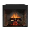 An electric fireplace insert with realistic logs and flames, set against a brick-lined interior. Produktbild-Vorschau