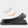 A black phone case is shown bending to demonstrate its flexibility, with a feather and an orange arc graphic suggesting lightness and flexibility. Podgląd zdjęcia produktu