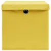 vidaXL Úložné boxy s vekom 4 ks. Žltá 32x32x32 cm Látka Náhľad obrázku produktu 3