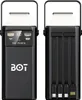 A product shot showing the front and back of a black power bank with a built-in light. Produktbild-Vorschau